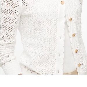J. Crew White Scalloped Button Cardigan